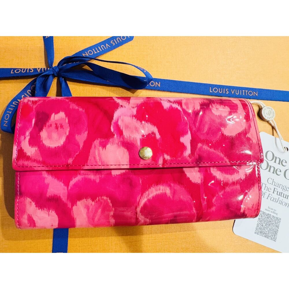 Louis Vuitton Indian Rose Vernis Ikat Flower Pink Sarah Wallet LTD Patent Leathe